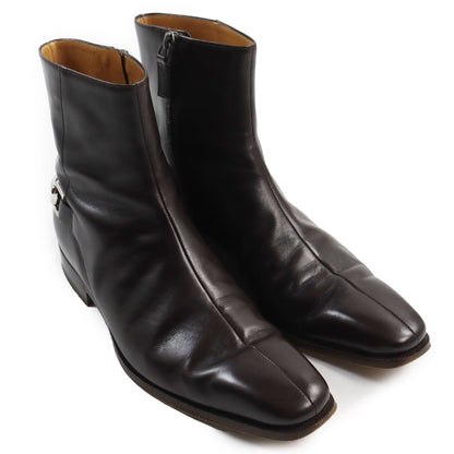 GUCCI boots 204398 leather Dark brown mens 40 Secondhand