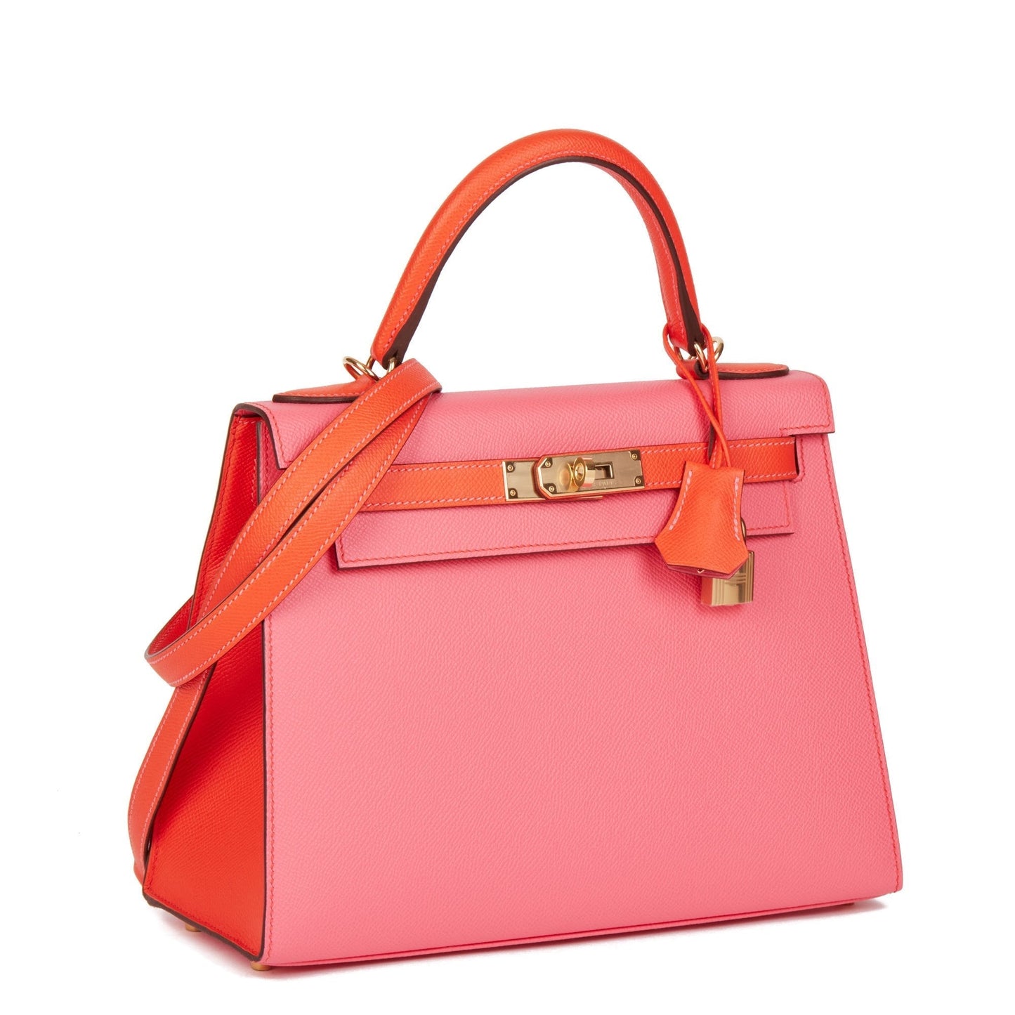 Hermes Rose Azalea & Rose Jaipur Epsom Leather HSS Special Order Kelly 28cm Sellier Shoulder Bag