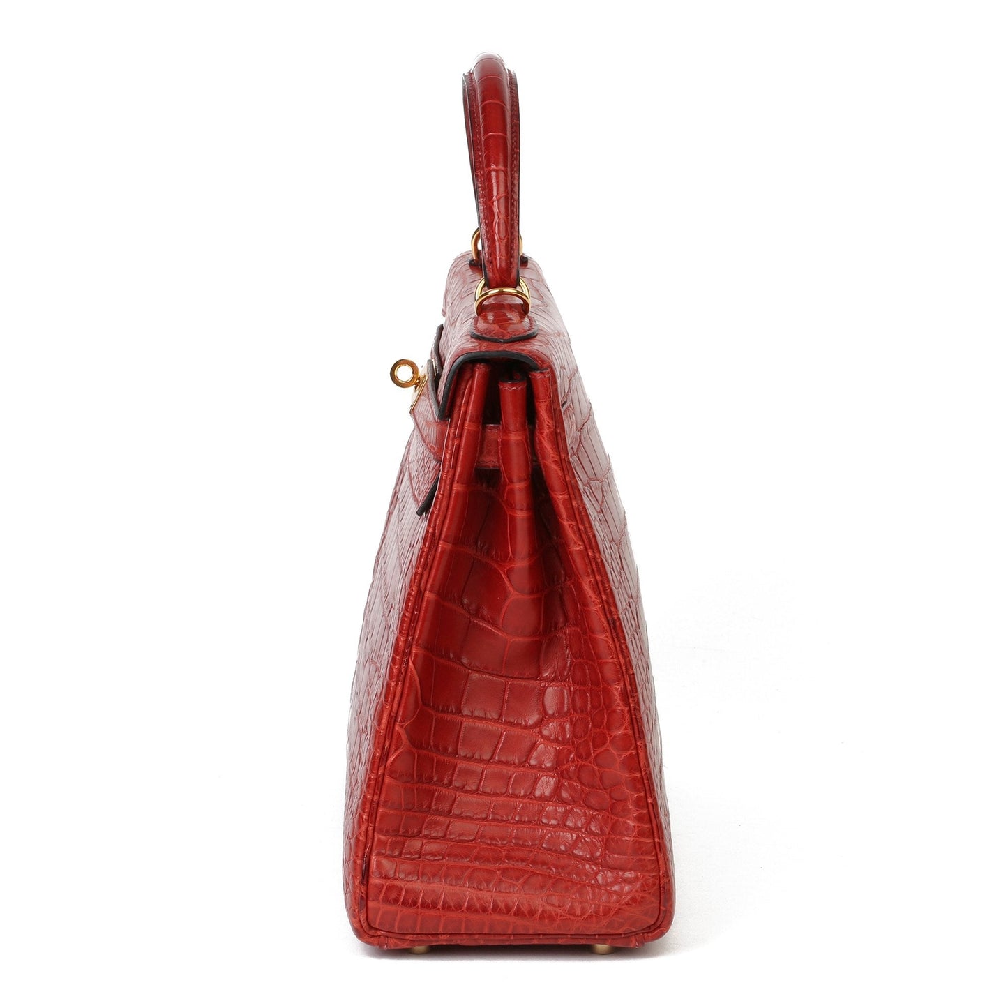 Hermes Rouge H Matte Mississippiensis Alligator Leather Kelly 32cm Retourne Shoulder Bag