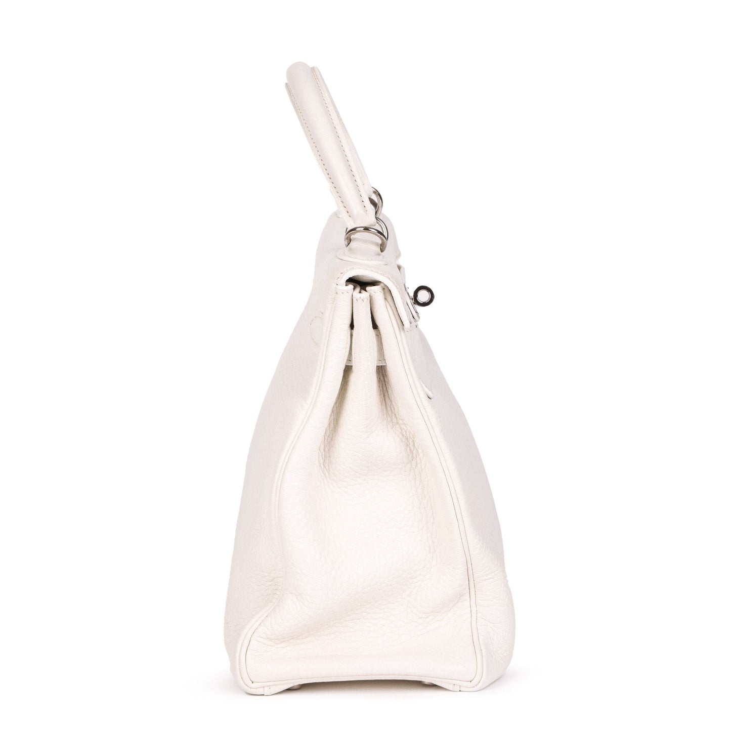 Hermes White Clemence Leather Kelly 32cm Retourne Shoulder Bag