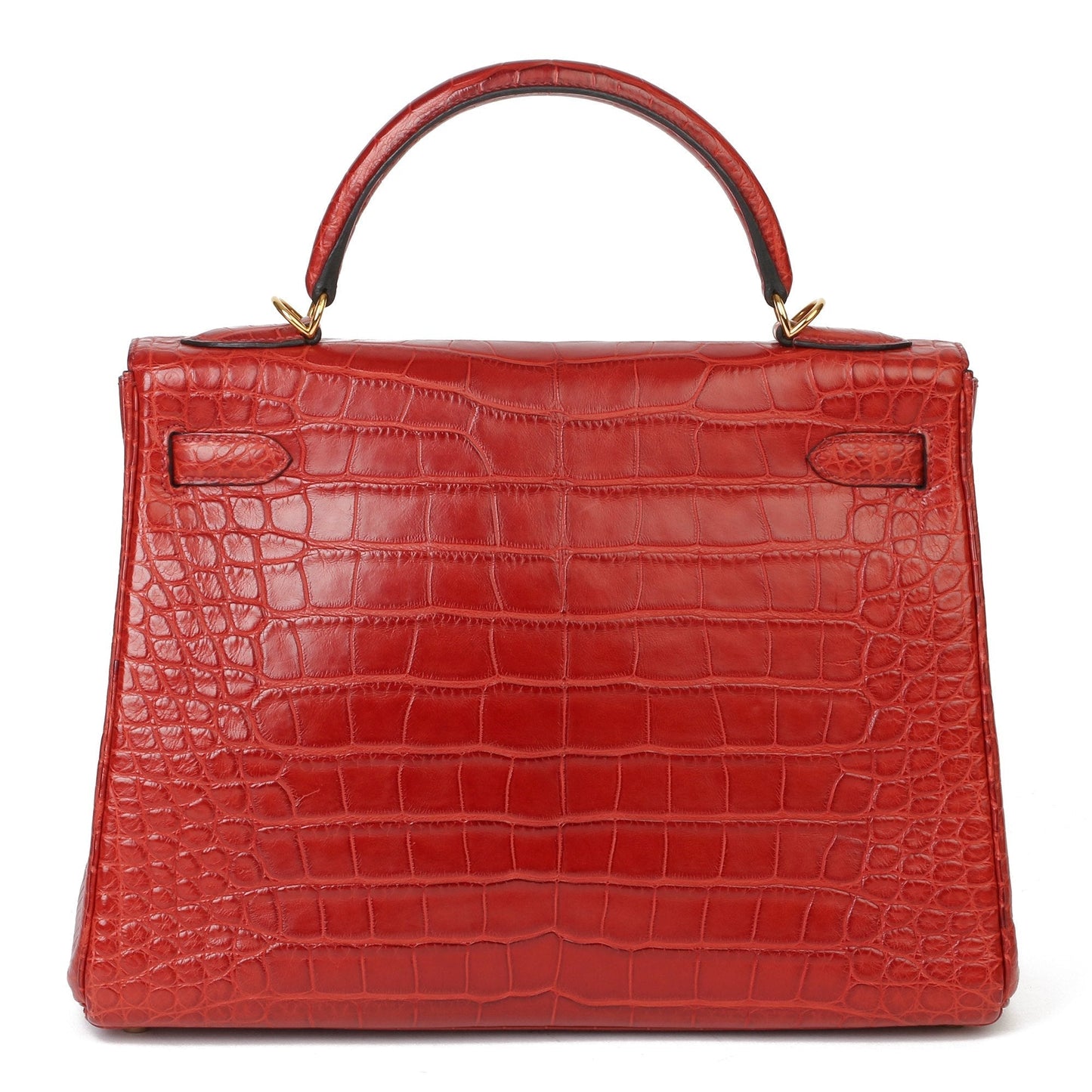 Hermes Rouge H Matte Mississippiensis Alligator Leather Kelly 32cm Retourne Shoulder Bag