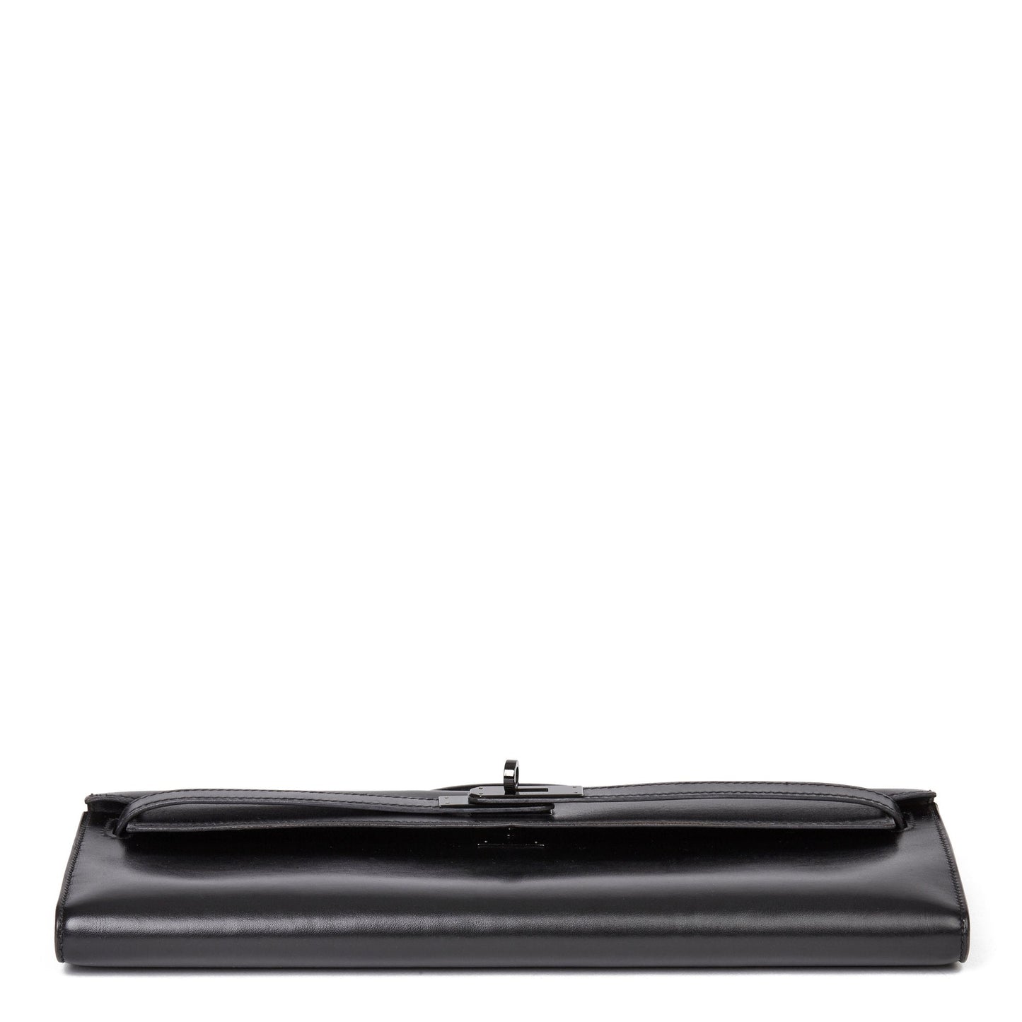 Hermes Black Box Calf Leather SO Black Kelly Cut Clutch