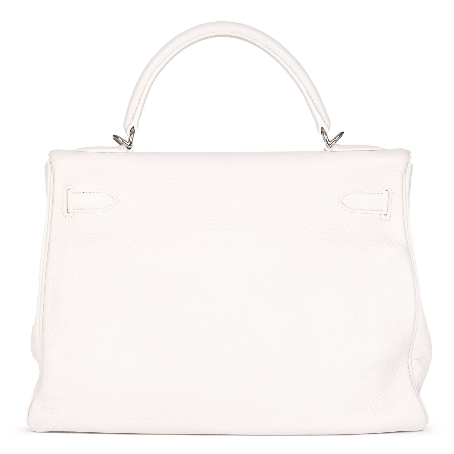 Hermes White Clemence Leather Kelly 32cm Retourne Shoulder Bag