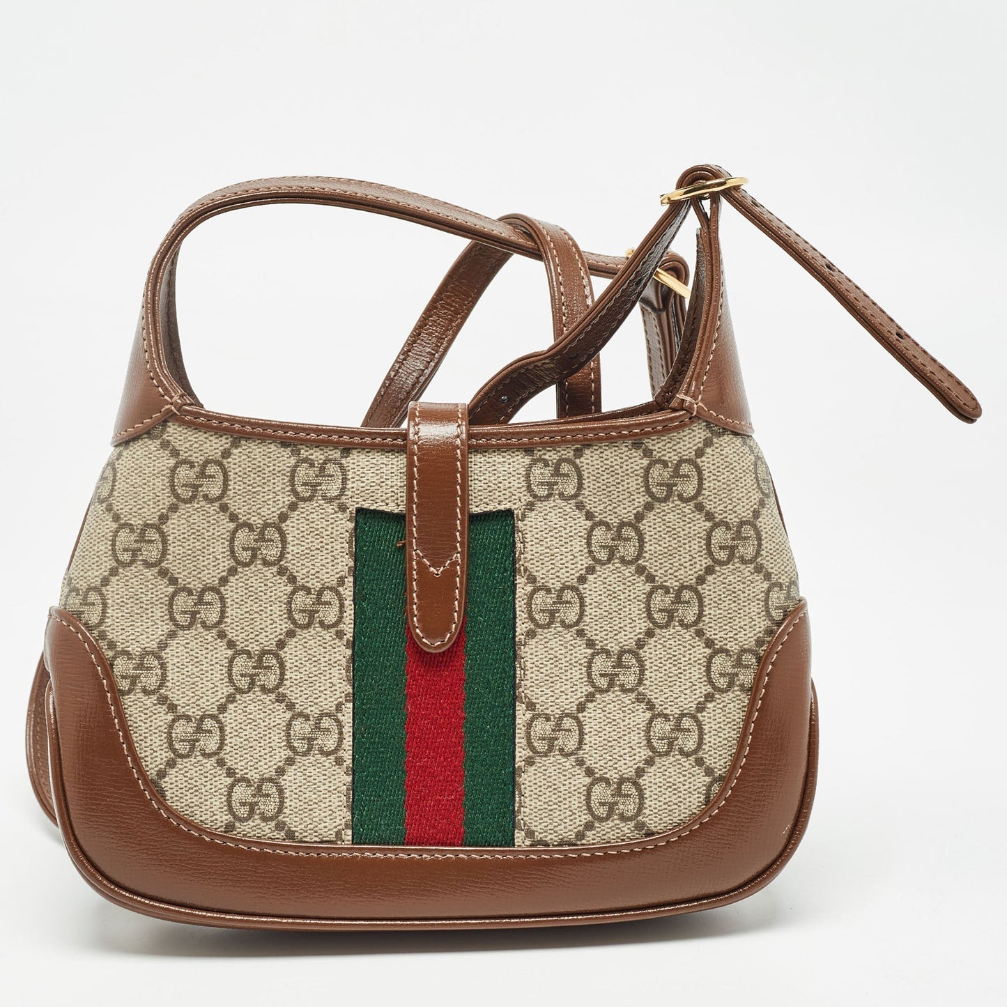 Gucci Beige/tan Gg Supreme Canvas And Leather Mini 1961 Jackie Shoulder Bag