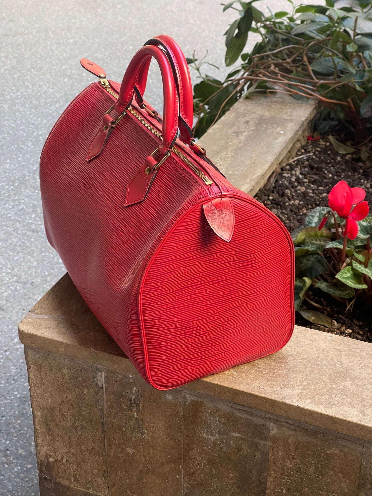 Louis Vuitton - Sac Speedy 30 cuir épi rouge