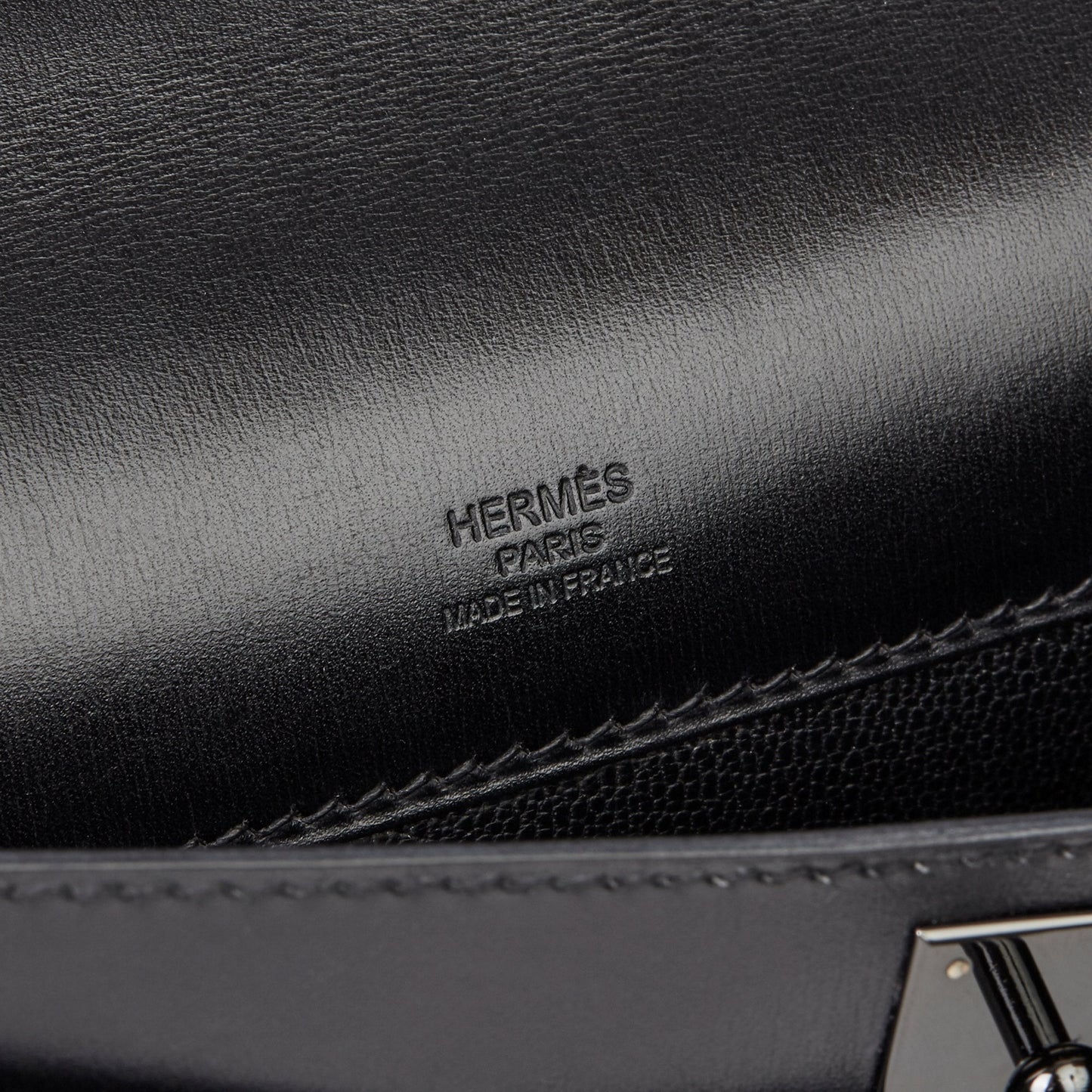 Hermes Black Box Calf Leather SO Black Kelly Cut Clutch