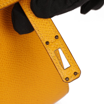 Hermes Jaune Courchevel Leather Kelly 20cm Sellier Shoulder Bag