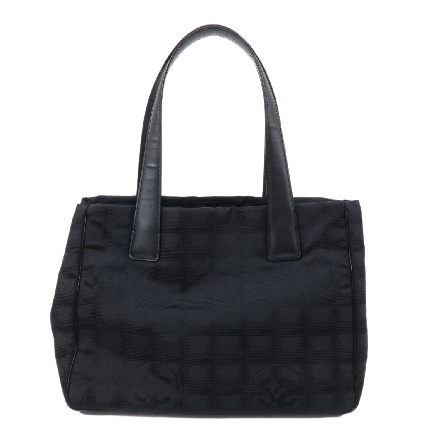 Chanel New Travel Line Nylon Jacquard PM Tote Bag Black A20457