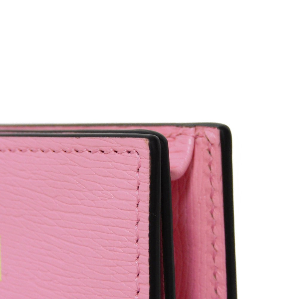 GUCCI Bifold Wallet 701009 Textured leather Light pink logo Bananya Compact Wallet Women Used