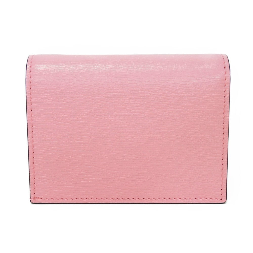 GUCCI Bifold Wallet 701009 Textured leather Light pink logo Bananya Compact Wallet Women Used