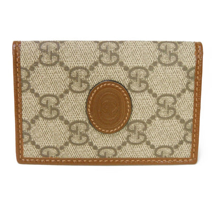 GUCCI Card Case 699267 92TCG 8563 GG Supreme canvas (polyurethane processing) x Calfskin leather Beige x Ebony GG Supreme Interlocking G card holder Women Used