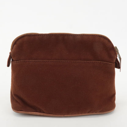 HERMES Mini Bolide Pouch 20  Canvas Leather Cosmetics Bag Brown