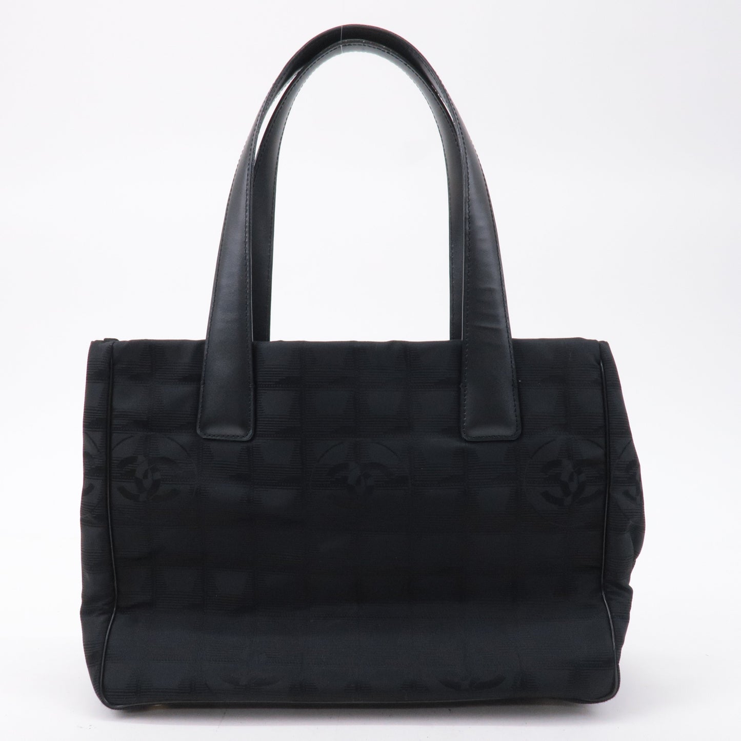 Chanel New Travel Line Nylon Jacquard PM Tote Bag Black A20457