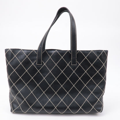 Chanel Wild Stich Matelasse Leather Tote Bag Black