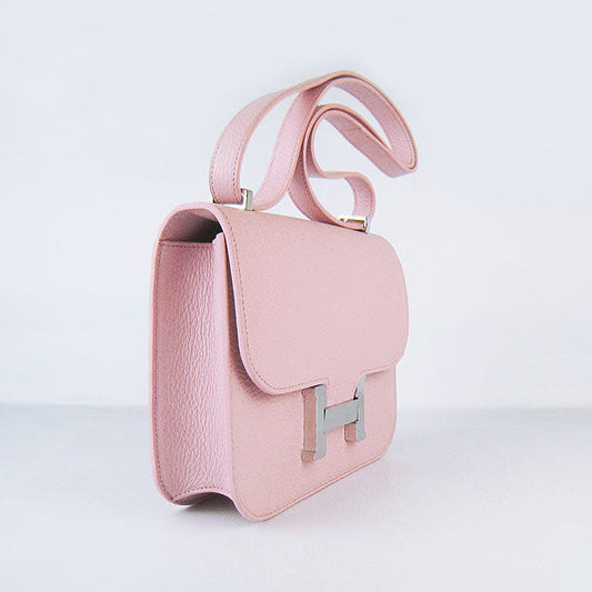 Hermes Constance Cowskin Leather Bag H017 pink silver