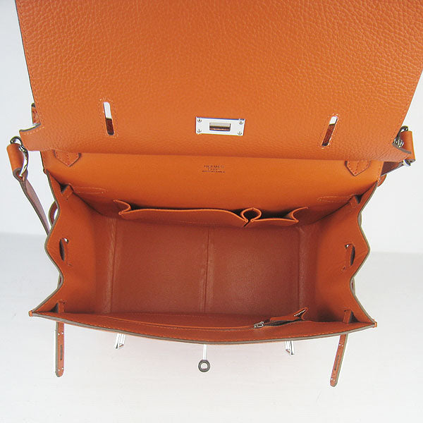 Hermes Leather Shoulder bag H6508 orange silver