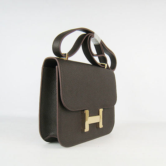 Hermes Constance Cowskin Leather Bag H017 dark coffee golden