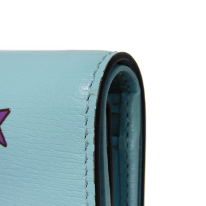 GUCCI Bifold Wallet 701009 Textured leather Pastel blue logo Bananya Compact Wallet Women Used