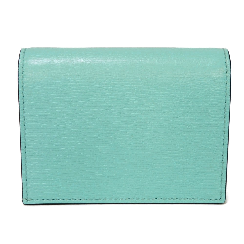 GUCCI Bifold Wallet 701009 Textured leather Pastel blue logo Bananya Compact Wallet Women Used