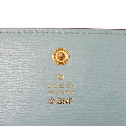 GUCCI Bifold Wallet 701009 Textured leather Pastel blue logo Bananya Compact Wallet Women Used