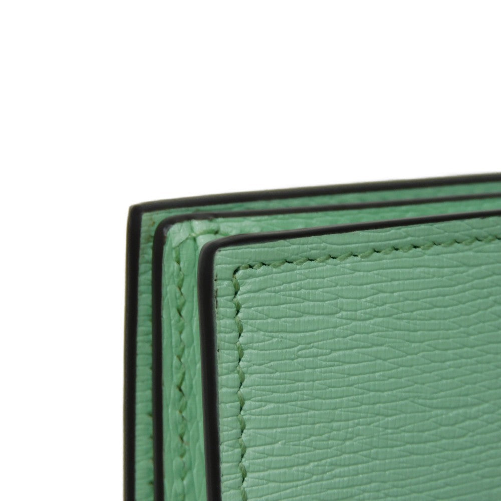 GUCCI Bifold Wallet 701009 U22AG 3067 Textured leather Mint green logo Bananya Compact Wallet Women Used