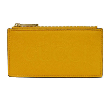 GUCCI Coin case 725550 AABEY 7636 Textured leather yellow Logo embossing Fragment case mens Used