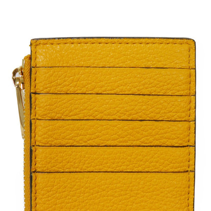 GUCCI Coin case 725550 AABEY 7636 Textured leather yellow Logo embossing Fragment case mens Used