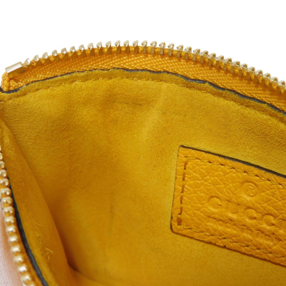 GUCCI Coin case 725550 AABEY 7636 Textured leather yellow Logo embossing Fragment case mens Used