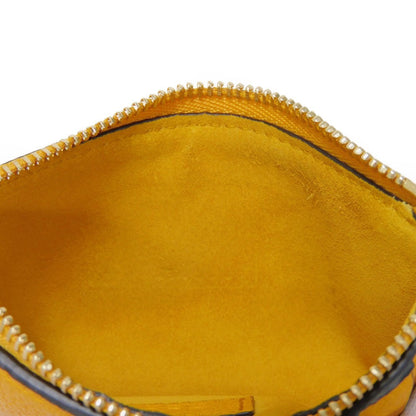 GUCCI Coin case 725550 AABEY 7636 Textured leather yellow Logo embossing Fragment case mens Used