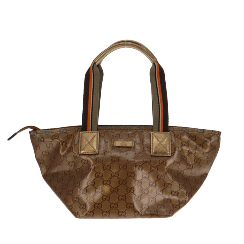 Gucci Crystal GG Gold Small Tote With Orange Web Stripe