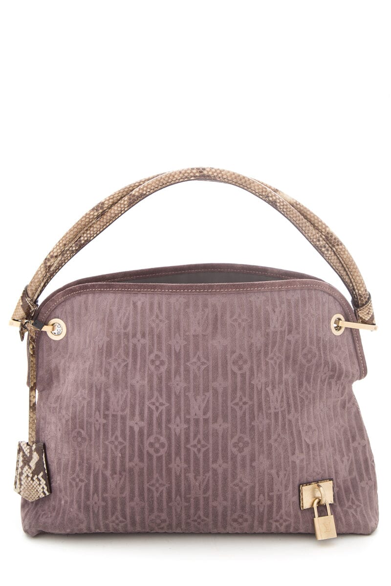 Louis Vuitton 2008 Python Trimmed Suede Whisper Handbag