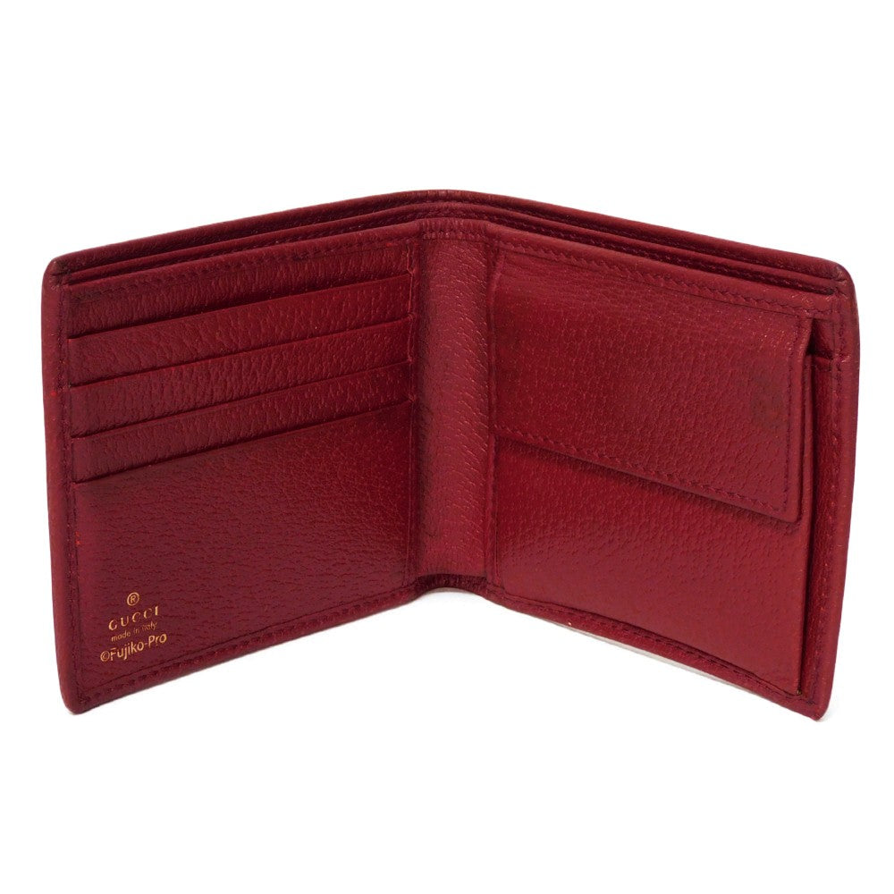 GUCCI Bifold Wallet 647803 2TUBG 8580 Supreme canvas x calf leather Brown x red Mini GG Supreme Coin Wallet mens Used