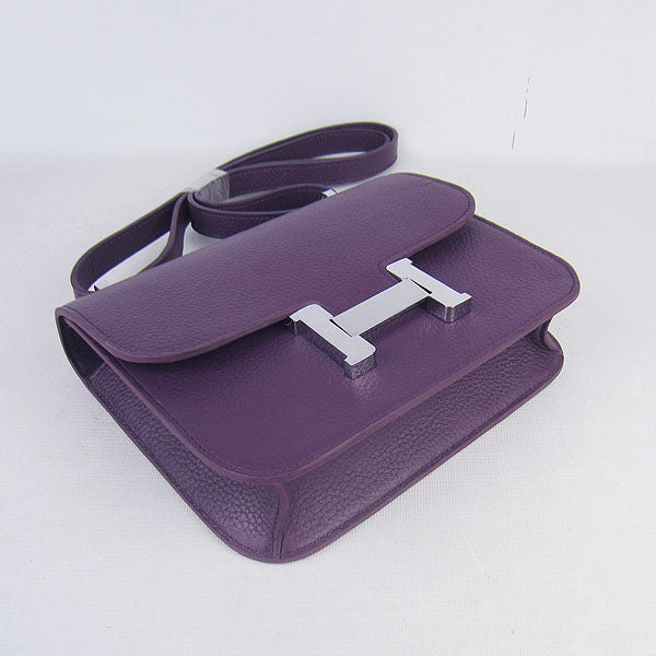 Hermes Constance Cowskin Leather Bag H017 purple silver