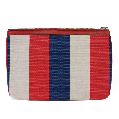 GUCCI Clutch bag 524788 9SBCG 9093 Baiadella Linen Canvas x Calfskin Leather Tricolor Logo stripe Baiadera Pouch mens Used