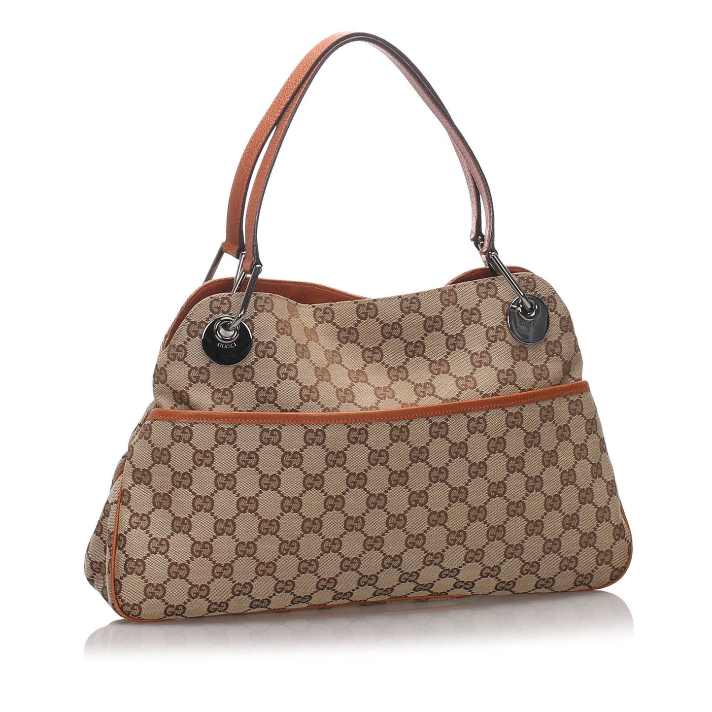 Gucci Brown Beige Canvas Fabric GG Eclipse Tote Bag Italy