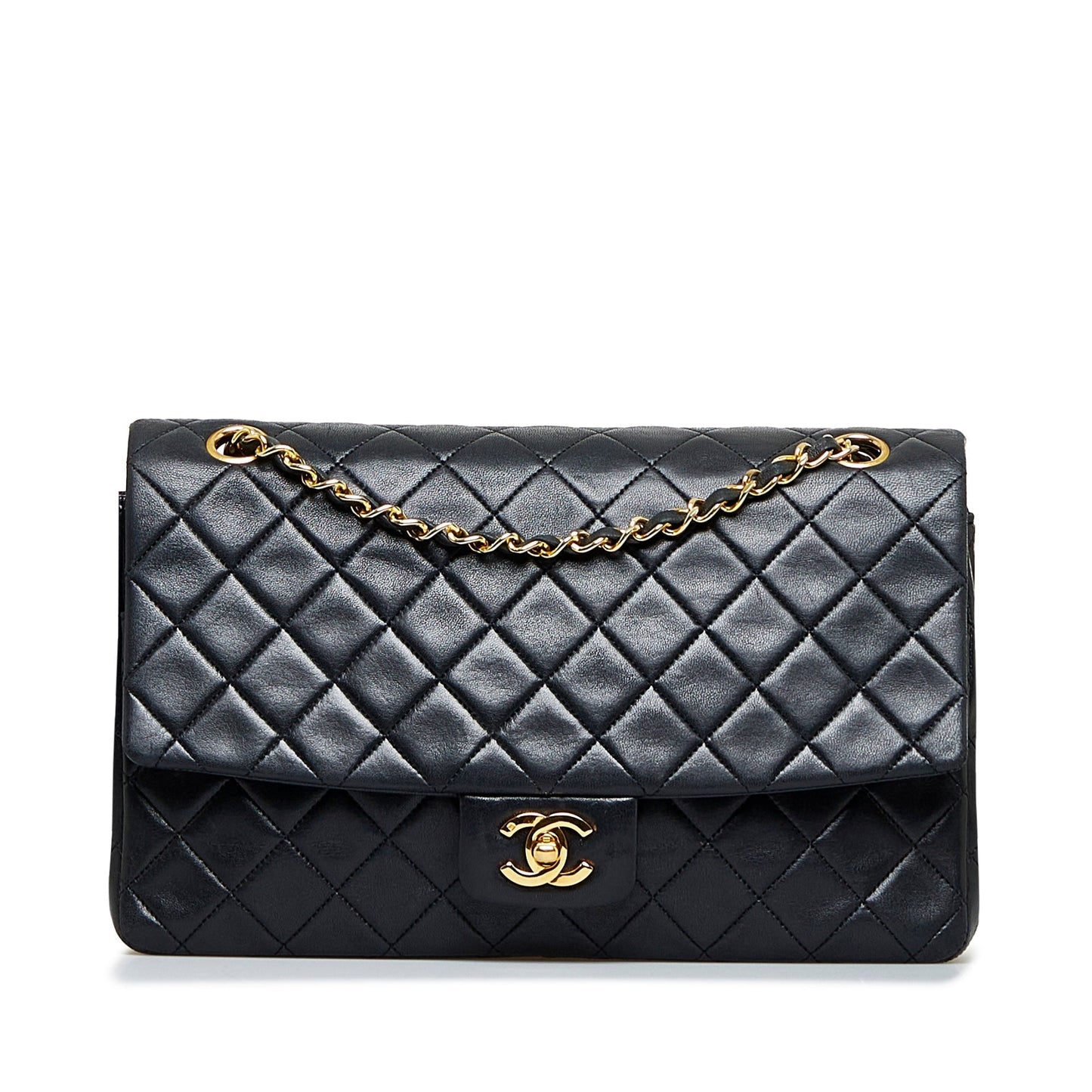 Chanel Classic Single Flap Medium Black Lambskin Gold