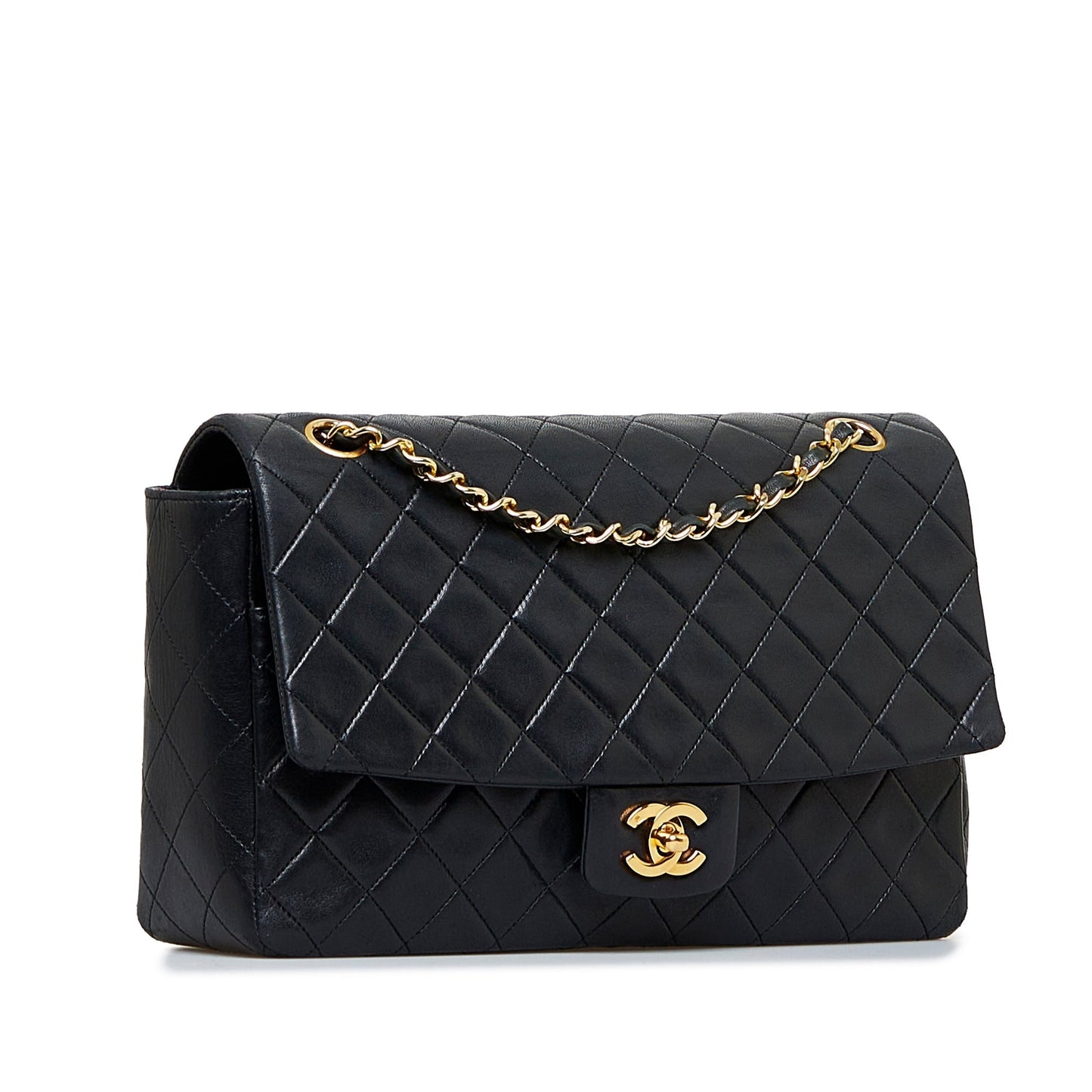 Chanel Classic Single Flap Medium Black Lambskin Gold