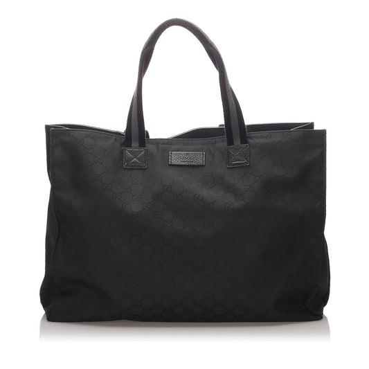 Gucci Black Canvas Fabric GG Tote Bag Italy