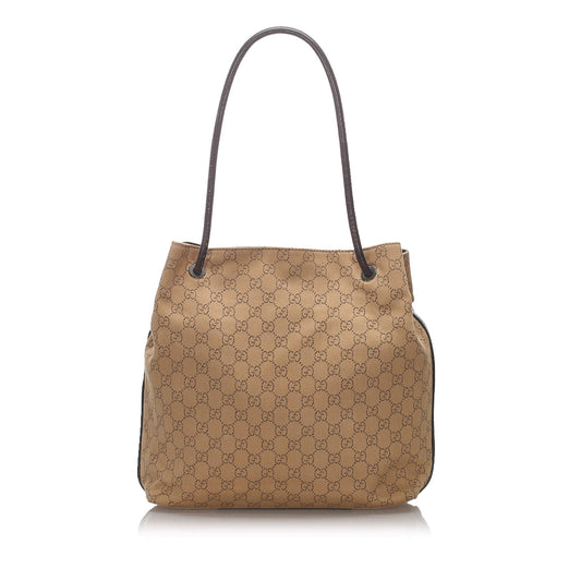 Gucci Brown Light Canvas Fabric GG Gifford Tote Bag Italy