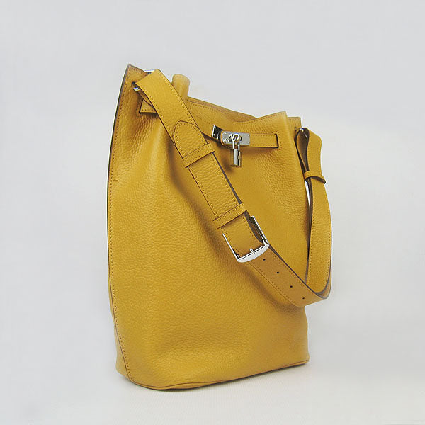 Hermes Nappa Leather Shoulder Bag H2804 yellow Silver