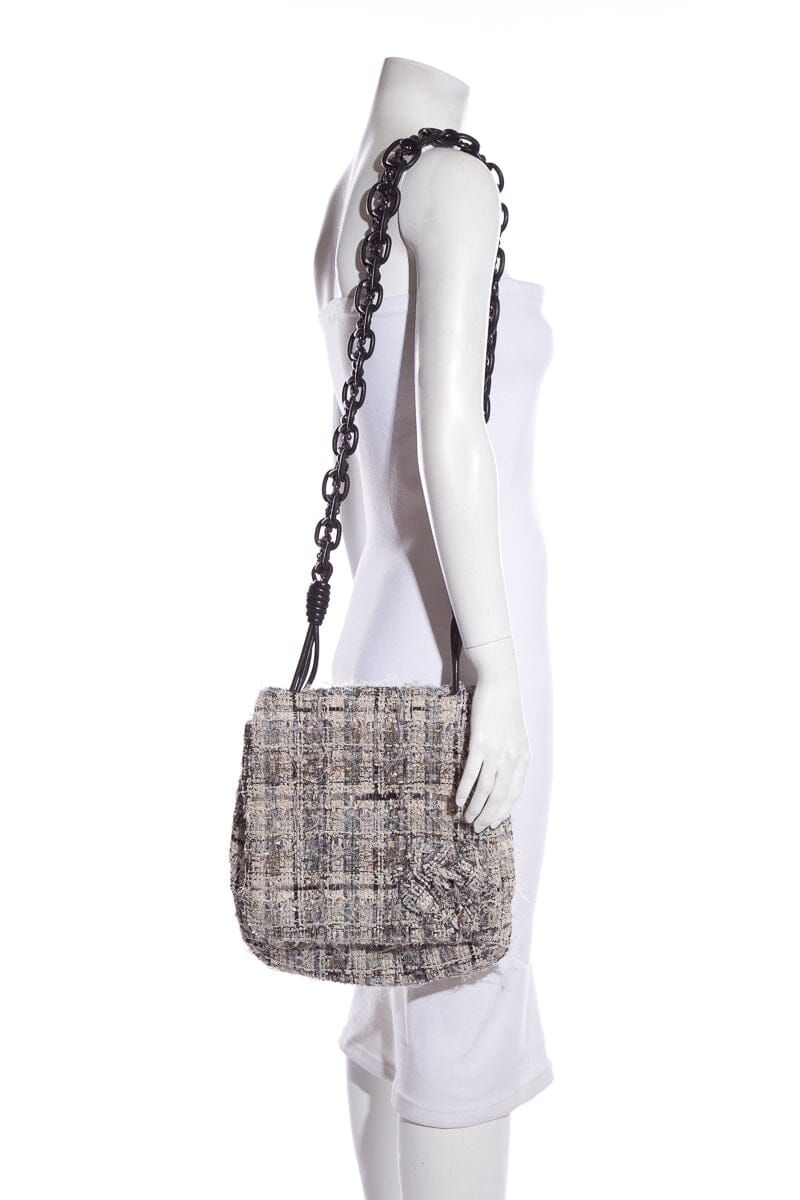 Chanel '05  Grey Tweed Shoulder Bag