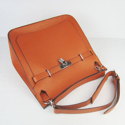 Hermes Leather Shoulder bag H6508 orange silver