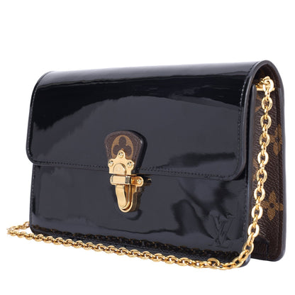 Patent Calfskin Leather Monogram Cherrywood Chain Wallet Black ()