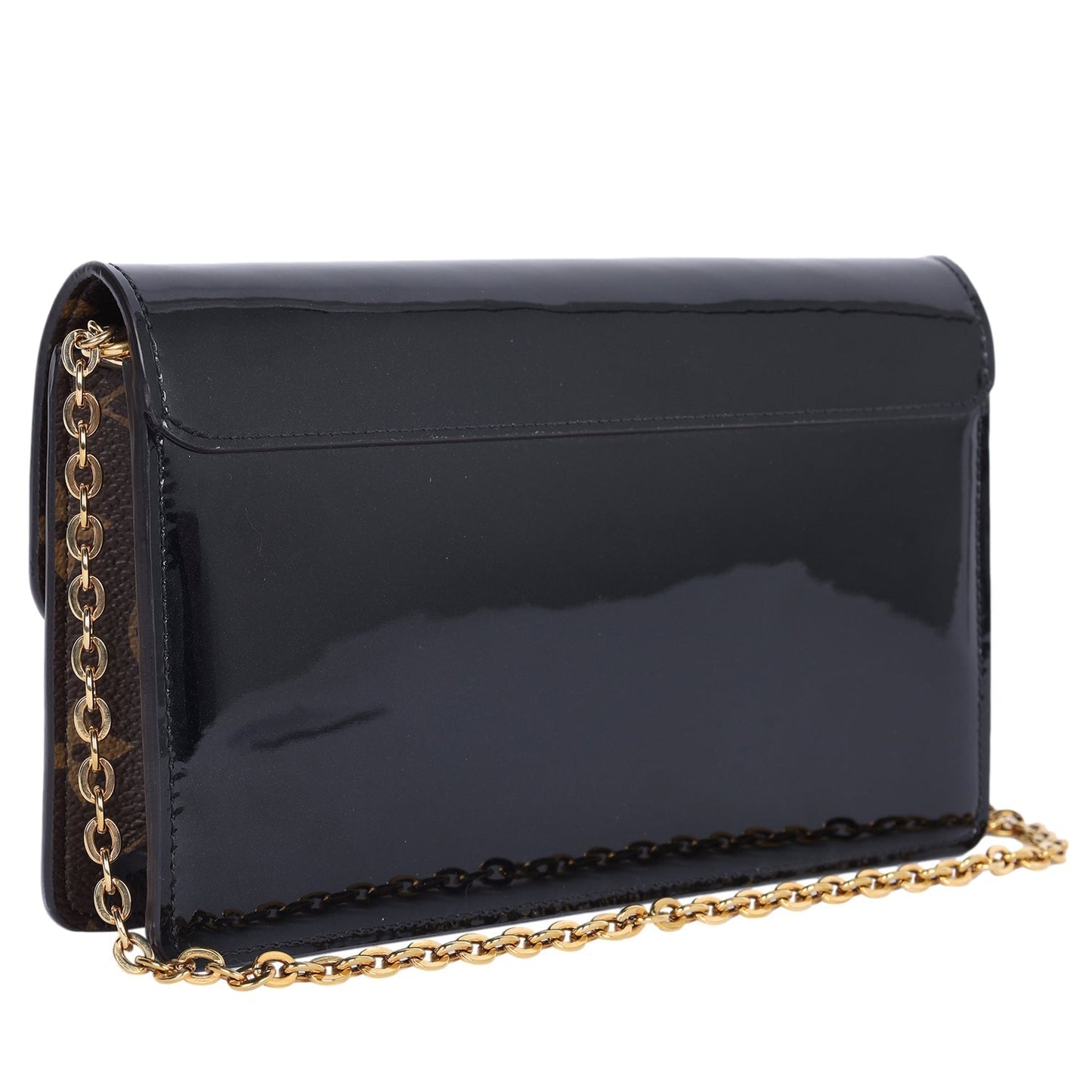 Patent Calfskin Leather Monogram Cherrywood Chain Wallet Black ()