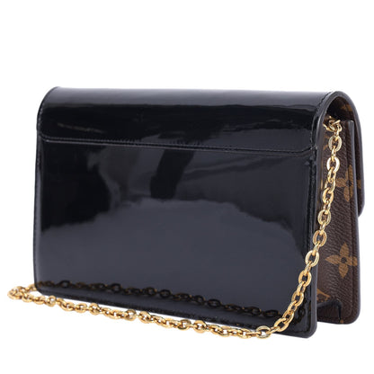 Patent Calfskin Leather Monogram Cherrywood Chain Wallet Black ()