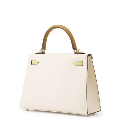 HERMES Kelly Sellier tricolor Nata/Sesame/Jaune Poussin Epsom Size 25