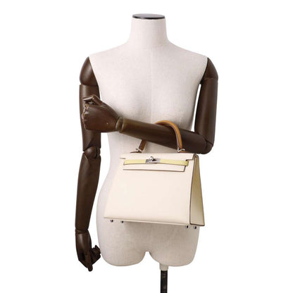 HERMES Kelly Sellier tricolor Nata/Sesame/Jaune Poussin Epsom Size 25