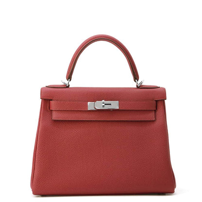 HERMES Kelly Retourne Rouge Grenat Togo Leather Size 28