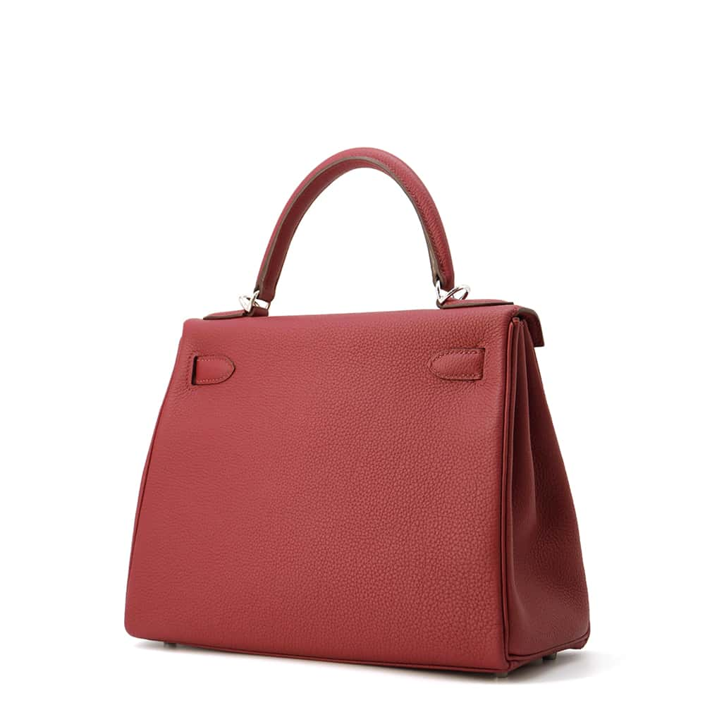 HERMES Kelly Retourne Rouge Grenat Togo Leather Size 28