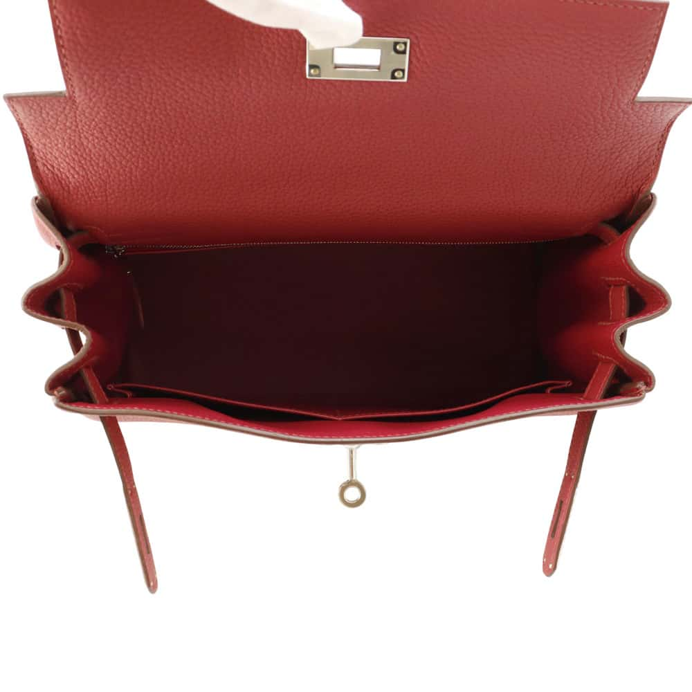 HERMES Kelly Retourne Rouge Grenat Togo Leather Size 28